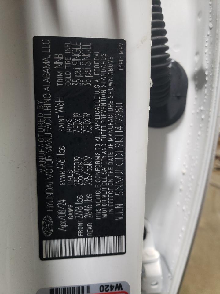 2024 HYUNDAI TUCSON SEL VIN:5NMJFCDE9RH412280