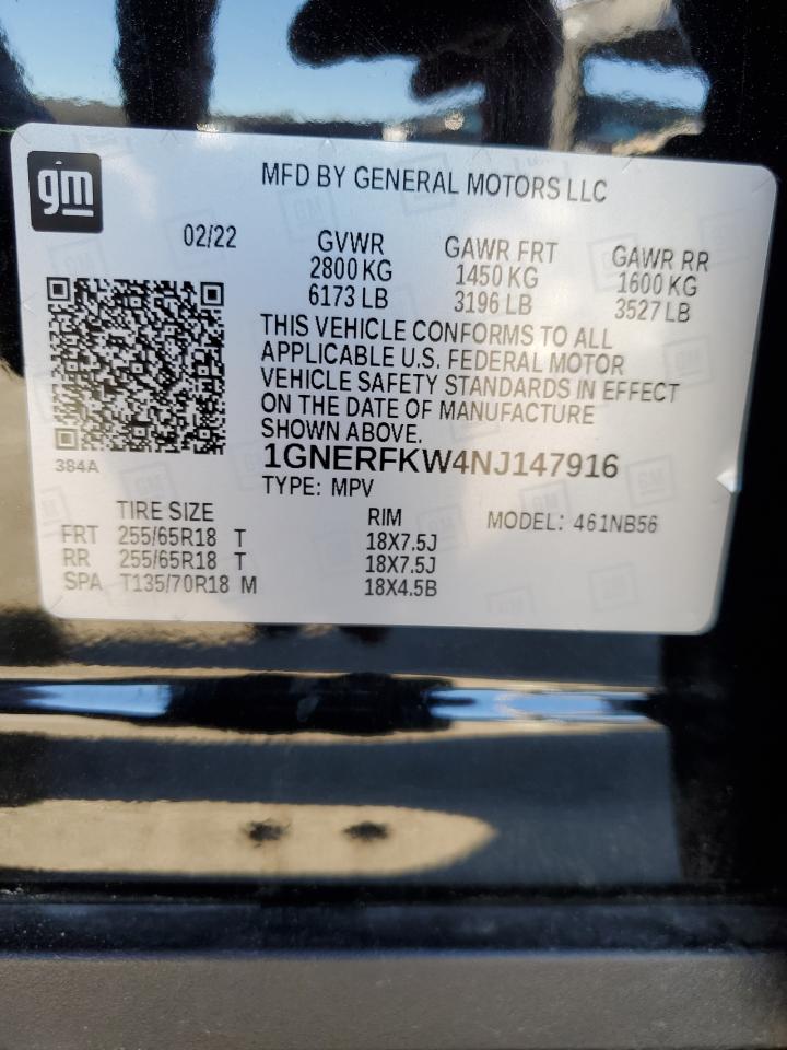 2022 CHEVROLET TRAVERSE LS VIN:1GNERFKW4NJ147916