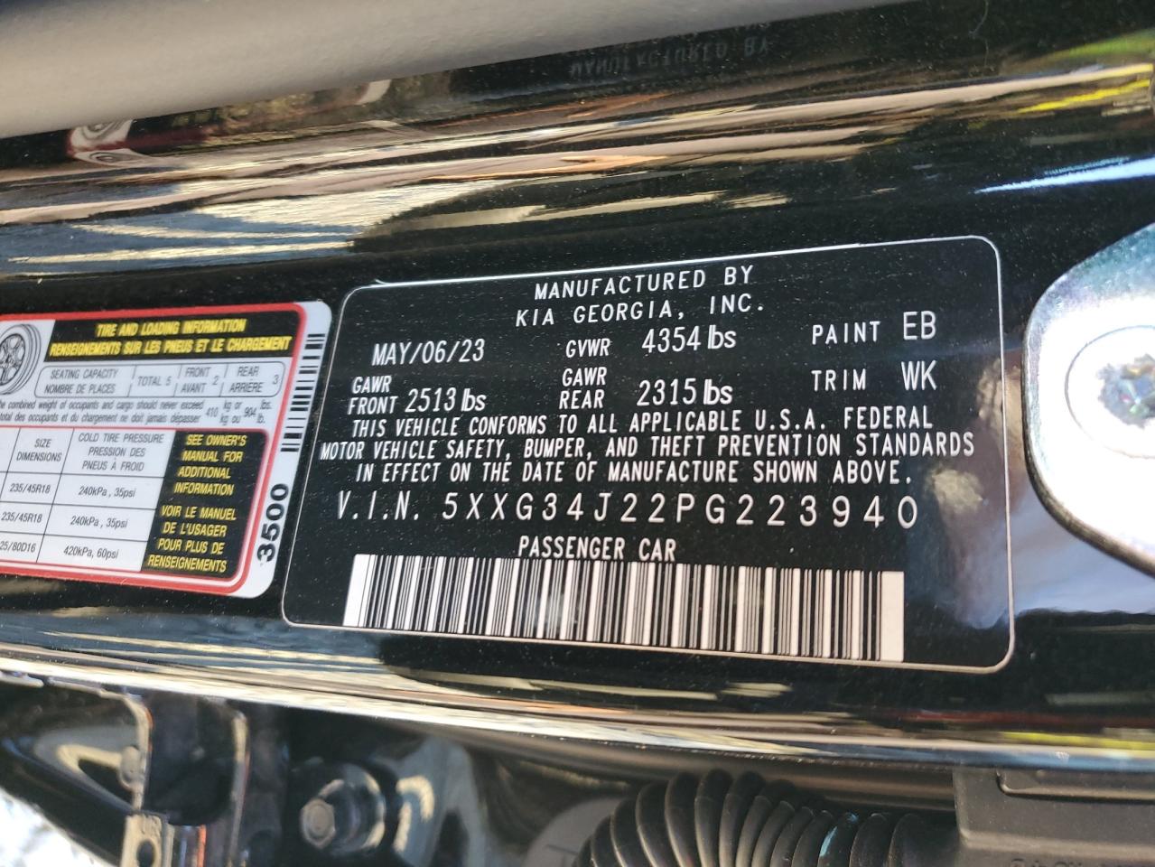 2023 KIA K5 EX VIN:JF2SKAJC8LH558090