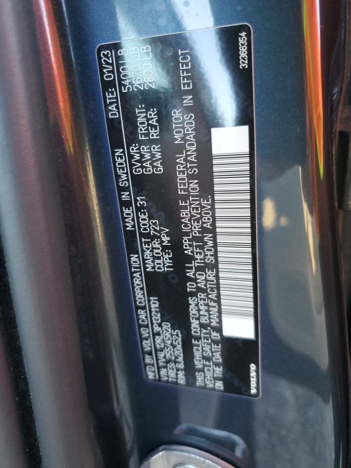 2023 VOLVO XC60 PLUS VIN:YV4L12RL3P1321101