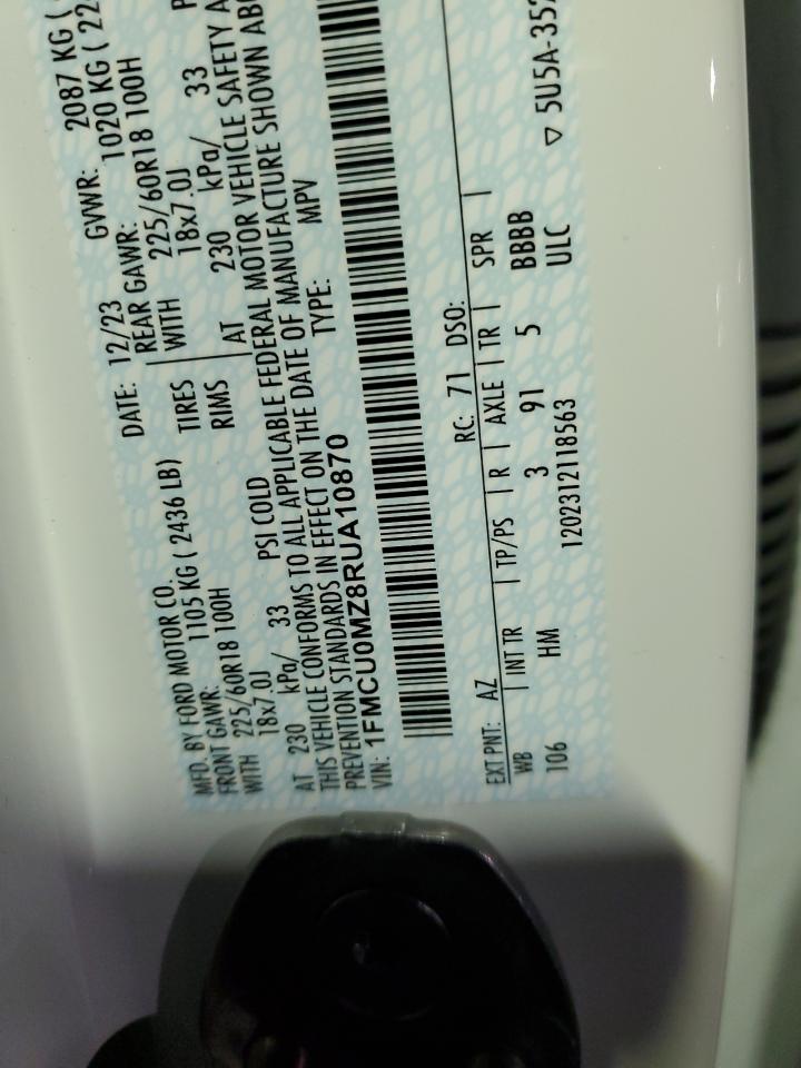 2024 FORD ESCAPE ST LINE VIN:1FMCU0MZ8RUA10870