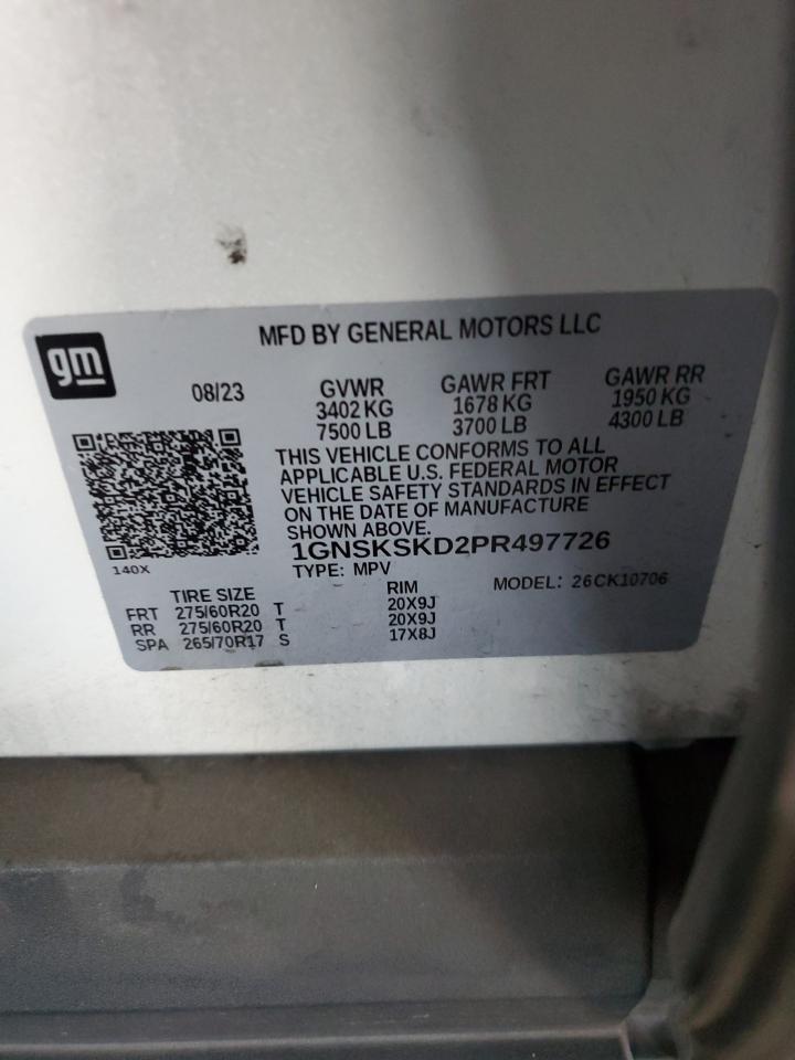 2023 CHEVROLET TAHOE K1500 PREMIER VIN:1GNSKSKD2PR497726