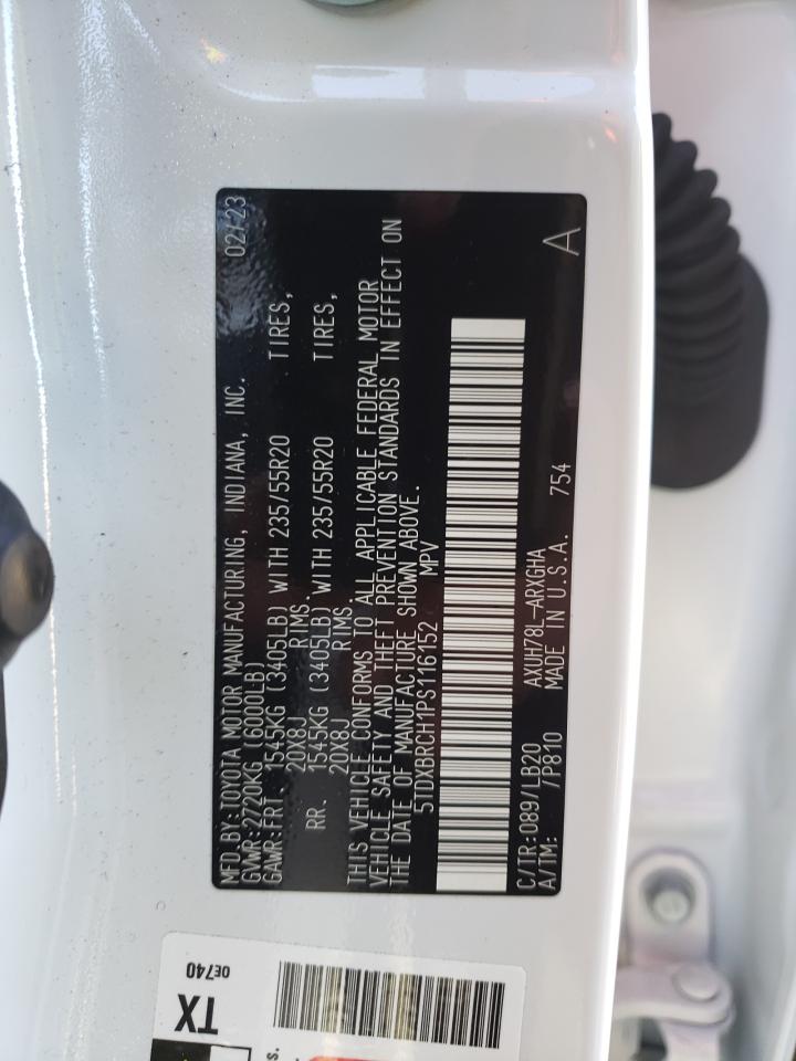 2023 TOYOTA HIGHLANDER HYBRID LIMITED VIN:5TDXBRCH1PS116152