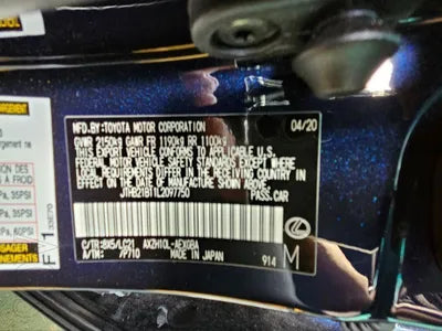 2020 Lexus ES 300 JTHB21B11L2097750 VIN:JTHB21B11L2097750