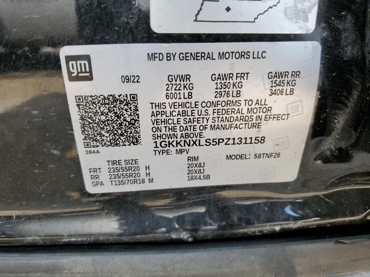 2023 GMC ACADIA DENALI VIN:1GKKNXLS5PZ131158