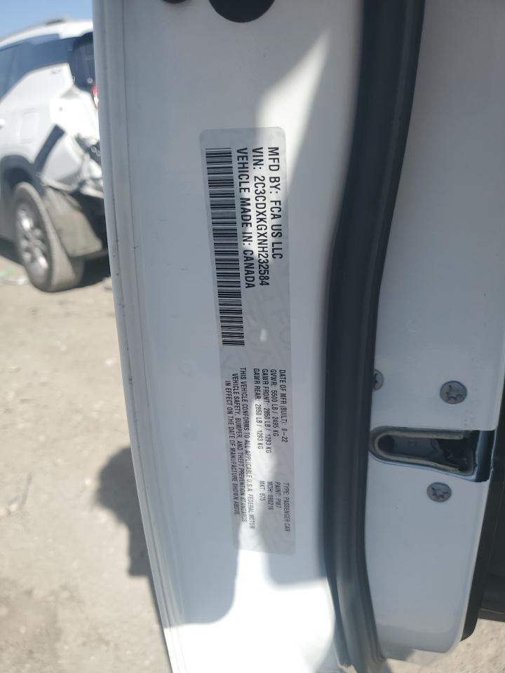 2022 DODGE CHARGER POLICE VIN:2C3CDXKGXNH232584