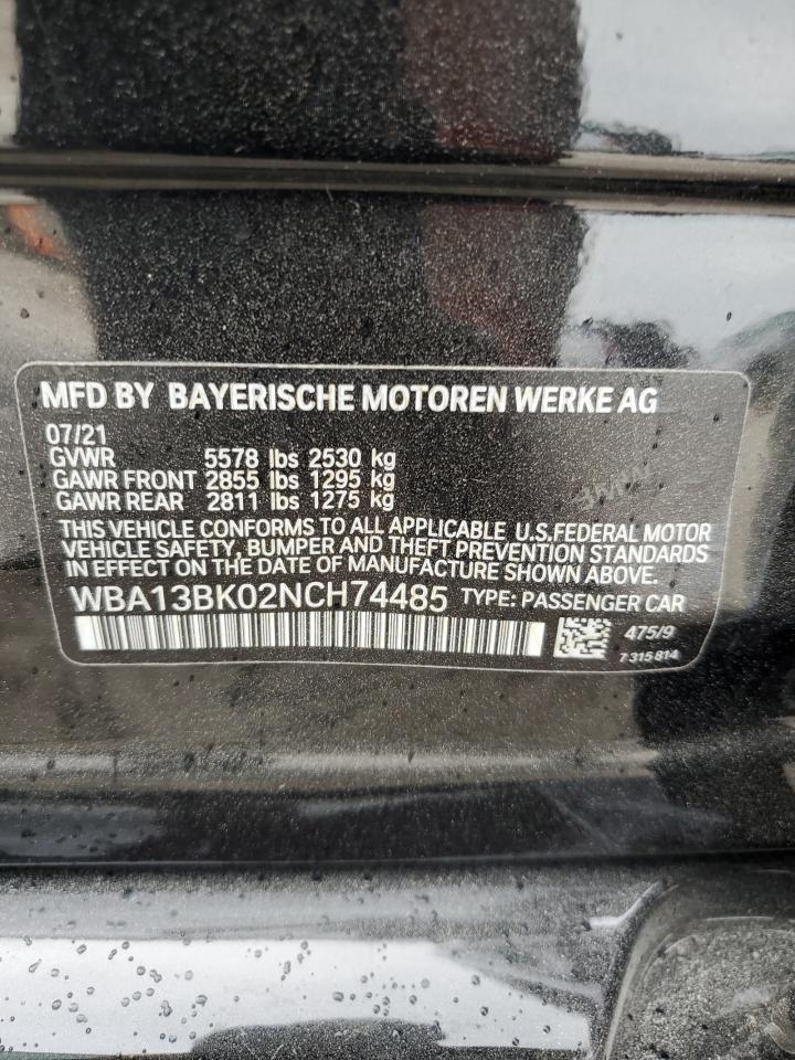 2022 BMW M550XI  VIN:WBA13BK02NCH74485