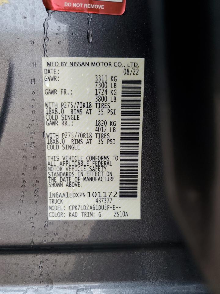 2023 NISSAN TITAN SV VIN:1N6AA1EDXPN101172