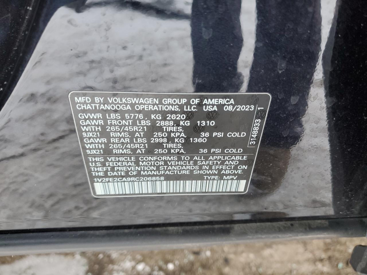 2024 VOLKSWAGEN ATLAS CROSS SPORT SEL PREMIUM R-LINE VIN:1V2FE2CA9RC206858