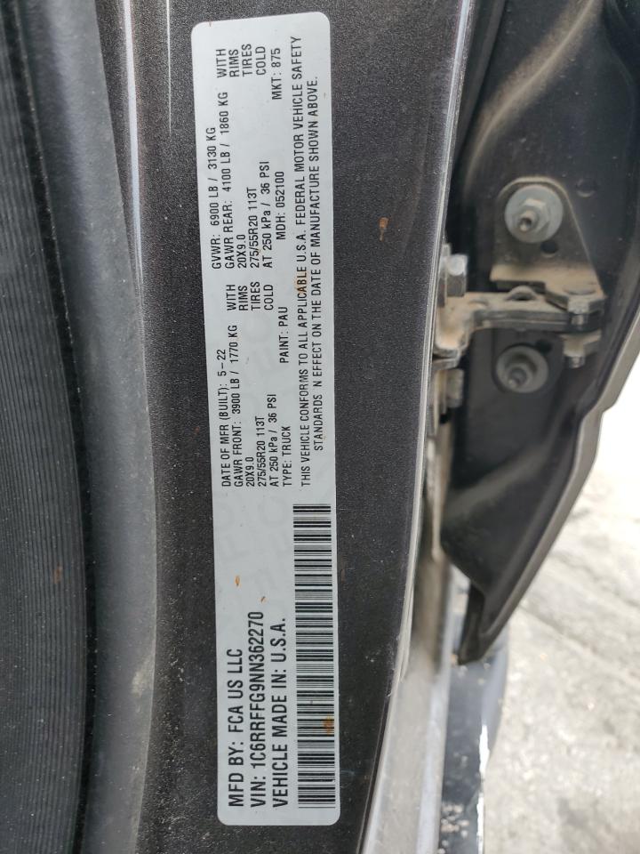 2022 RAM 1500 BIG HORN/LONE STAR VIN:1C6RRFFG9NN362270