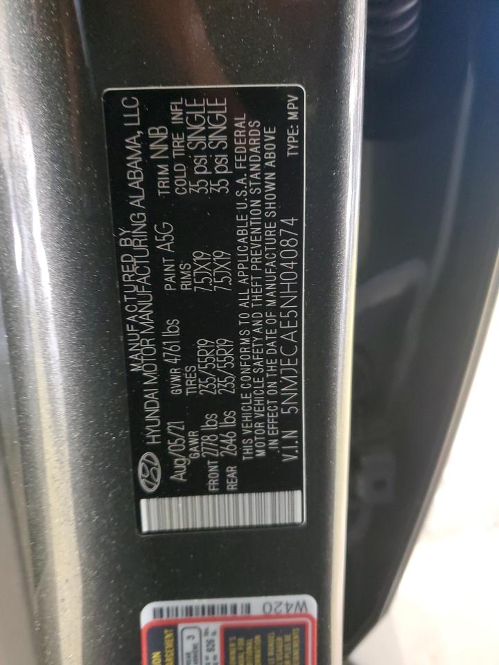 2022 HYUNDAI TUCSON LIMITED VIN:5NMJECAE5NH040874