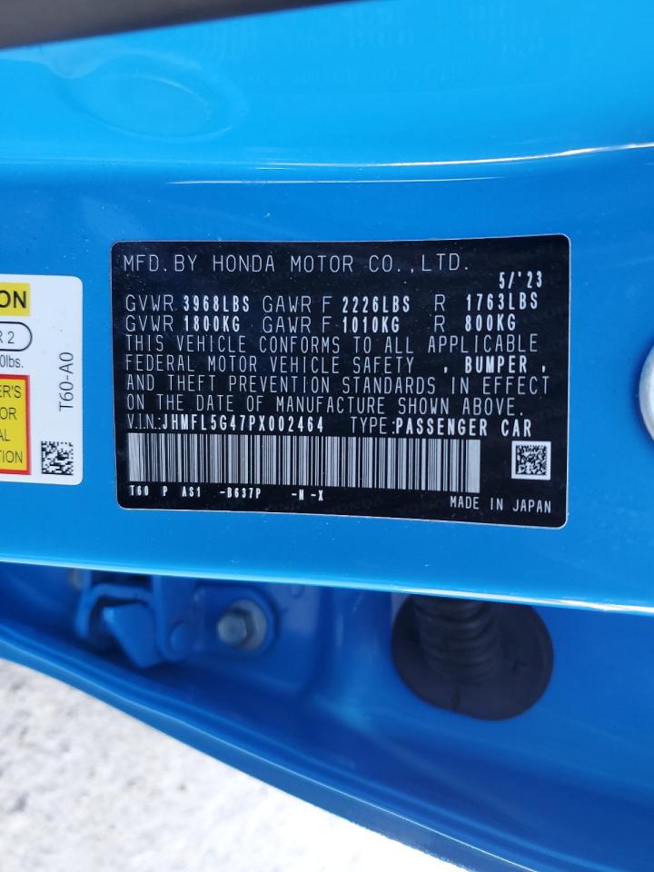 2023 HONDA CIVIC TYPE-R VIN:JHMFL5G47PX002464
