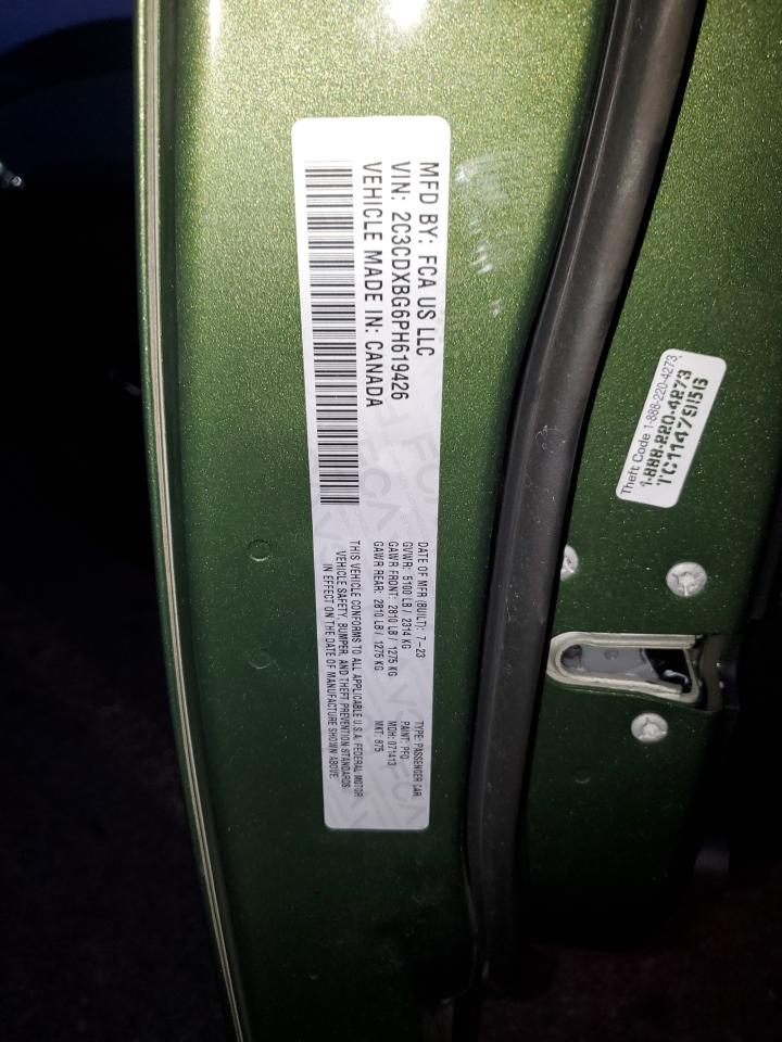 2023 DODGE CHARGER SXT VIN:2C3CDXBG6PH619426