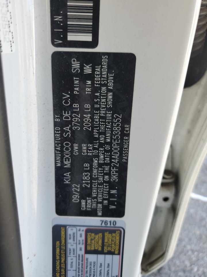 2023 KIA FORTE LX VIN:3KPF24AD0PE538552