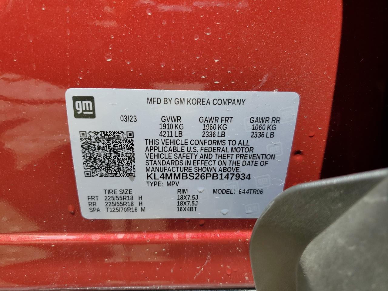 2023 BUICK ENCORE GX PREFERRED VIN:KL4MMBS26PB147934