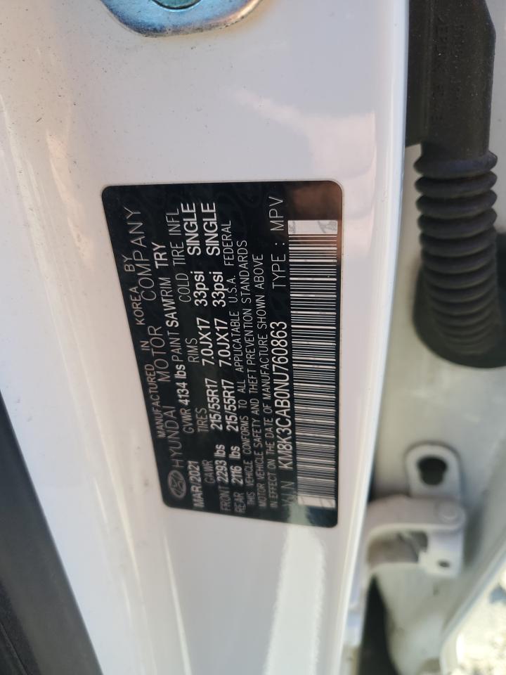 2022 HYUNDAI KONA SEL VIN:KM8K3CAB0NU760863