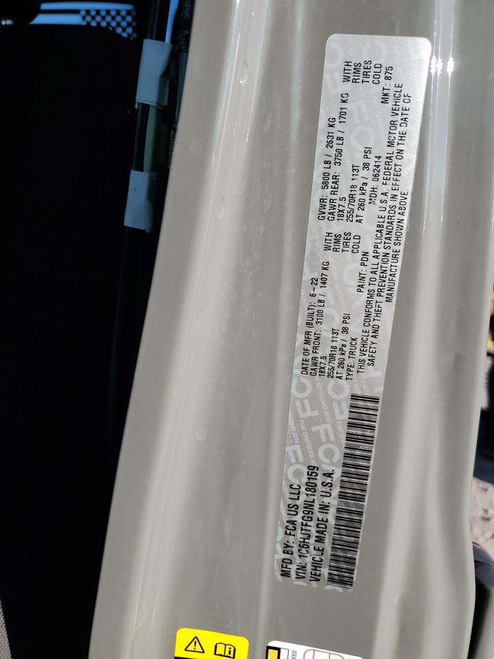 2022 JEEP GLADIATOR OVERLAND VIN:1C6HJTFG9NL180159