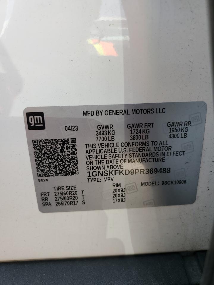 2023 CHEVROLET SUBURBAN K1500 PREMIER VIN:1GNSKFKD9PR369488