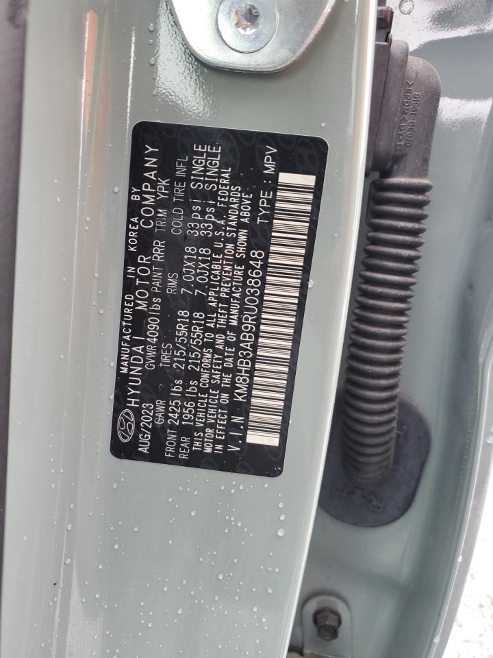 2024 HYUNDAI KONA SEL VIN:KM8HB3AB9RU038648