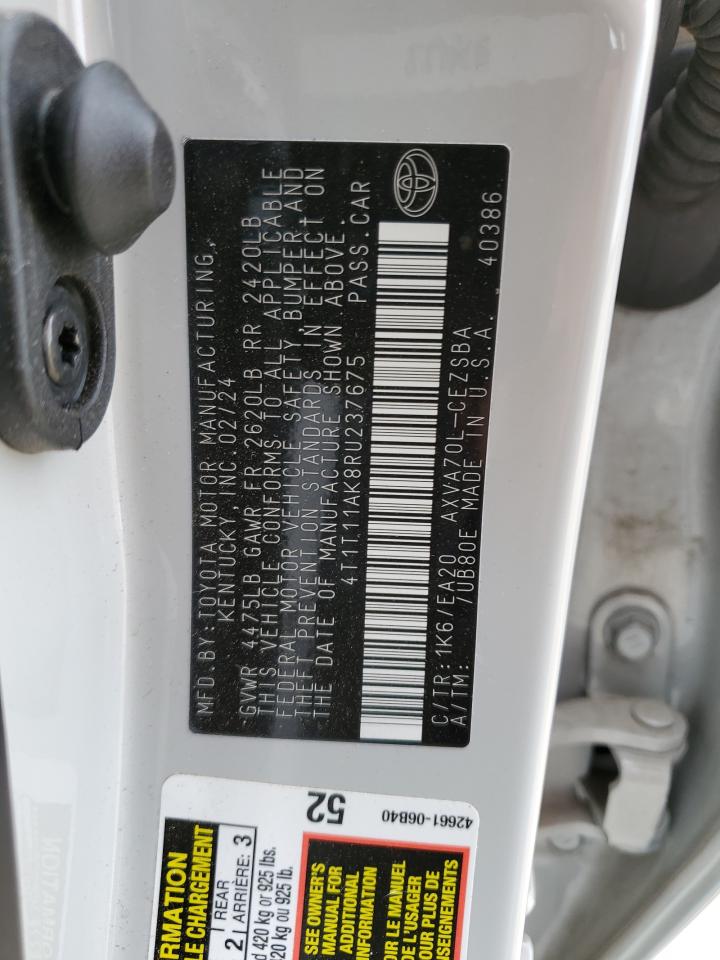 2024 TOYOTA CAMRY SE NIGHT SHADE VIN:4T1T11AK8RU237675