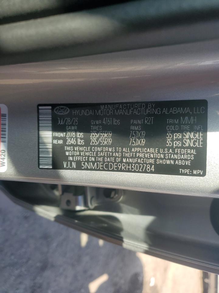 2024 HYUNDAI TUCSON LIMITED VIN:5NMJECDE9RH302784