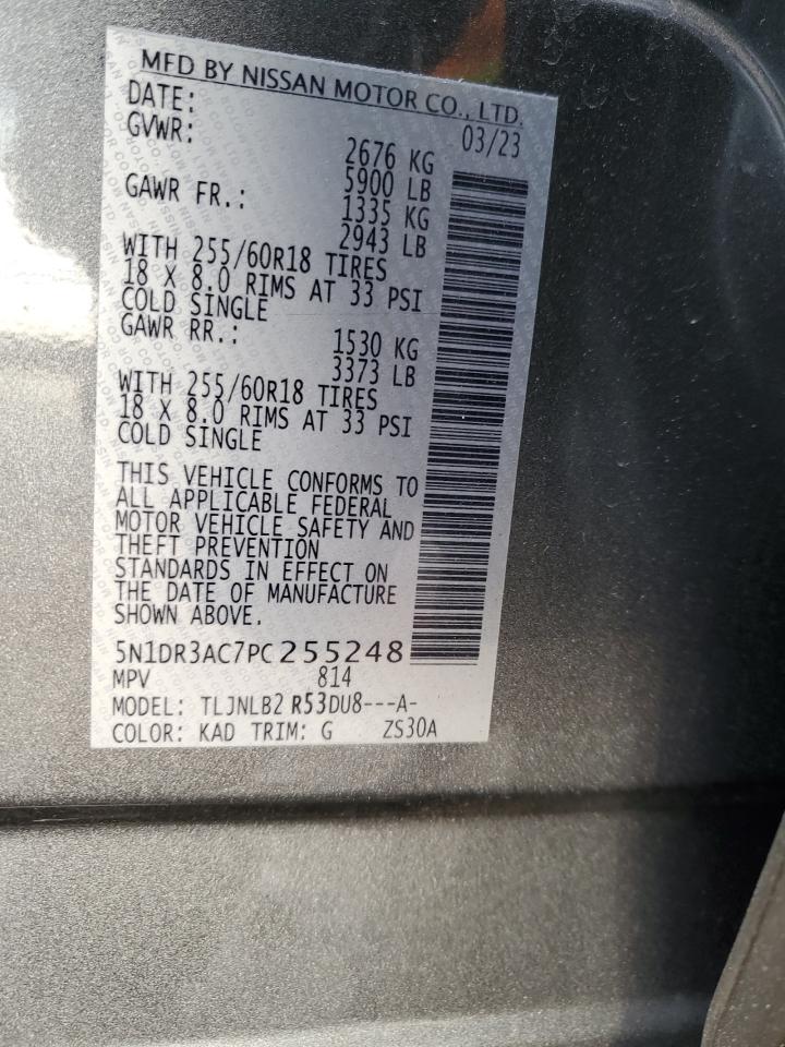2023 NISSAN PATHFINDER S VIN:5N1DR3AC7PC255248