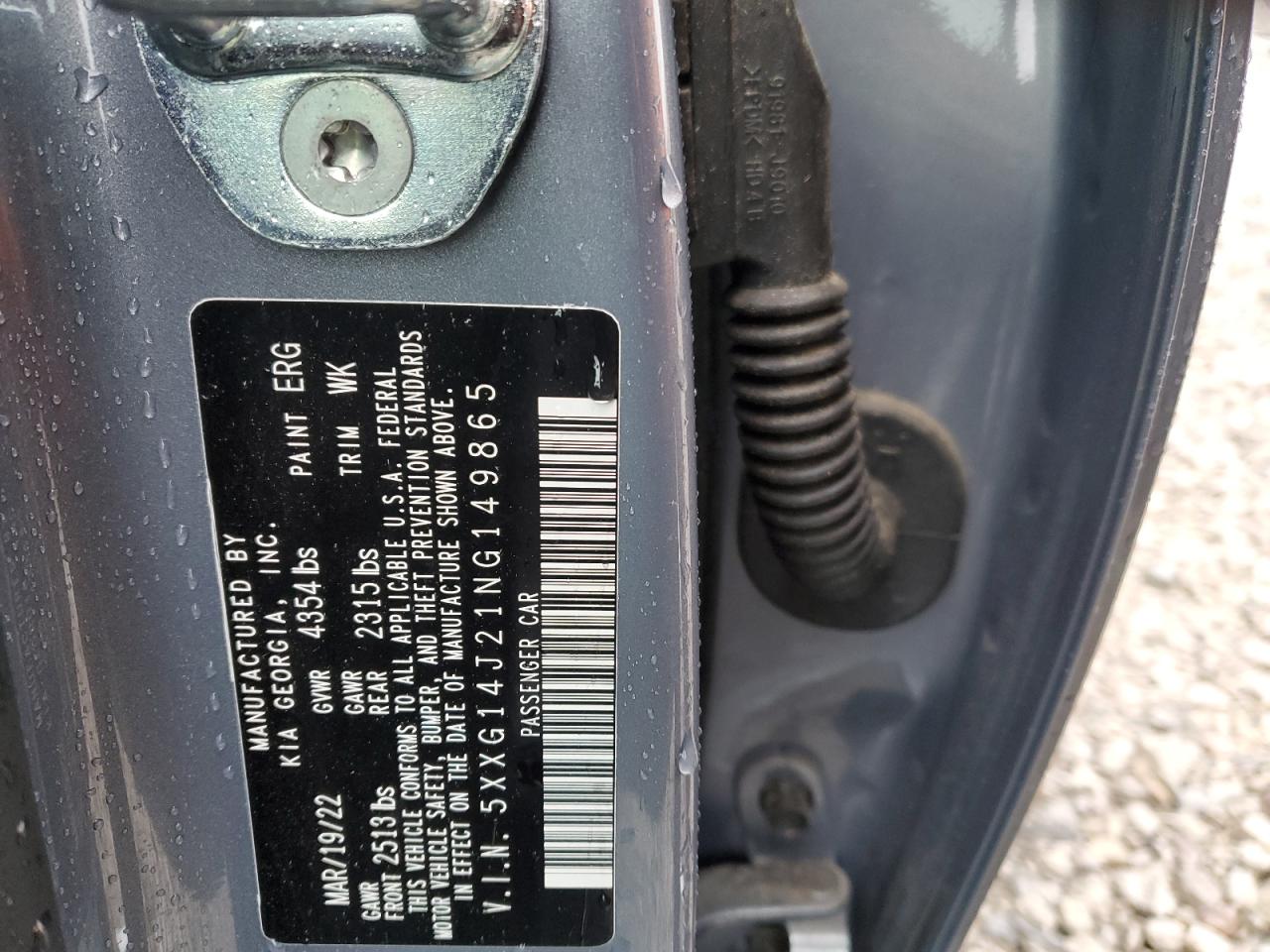 2022 KIA K5 LXS VIN:5XXG14J21NG149865