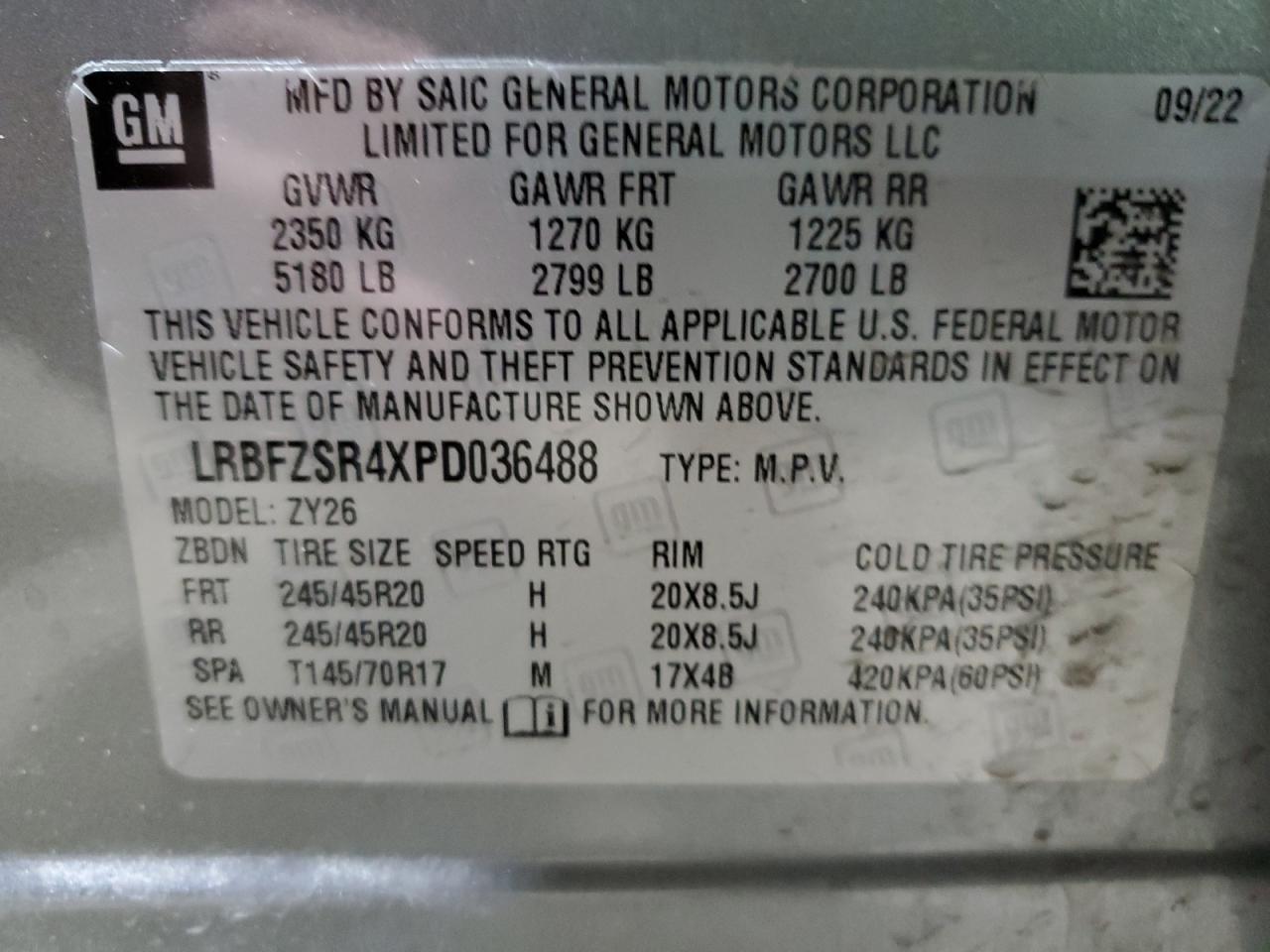 2023 BUICK ENVISION AVENIR VIN:LRBFZSR4XPD036488