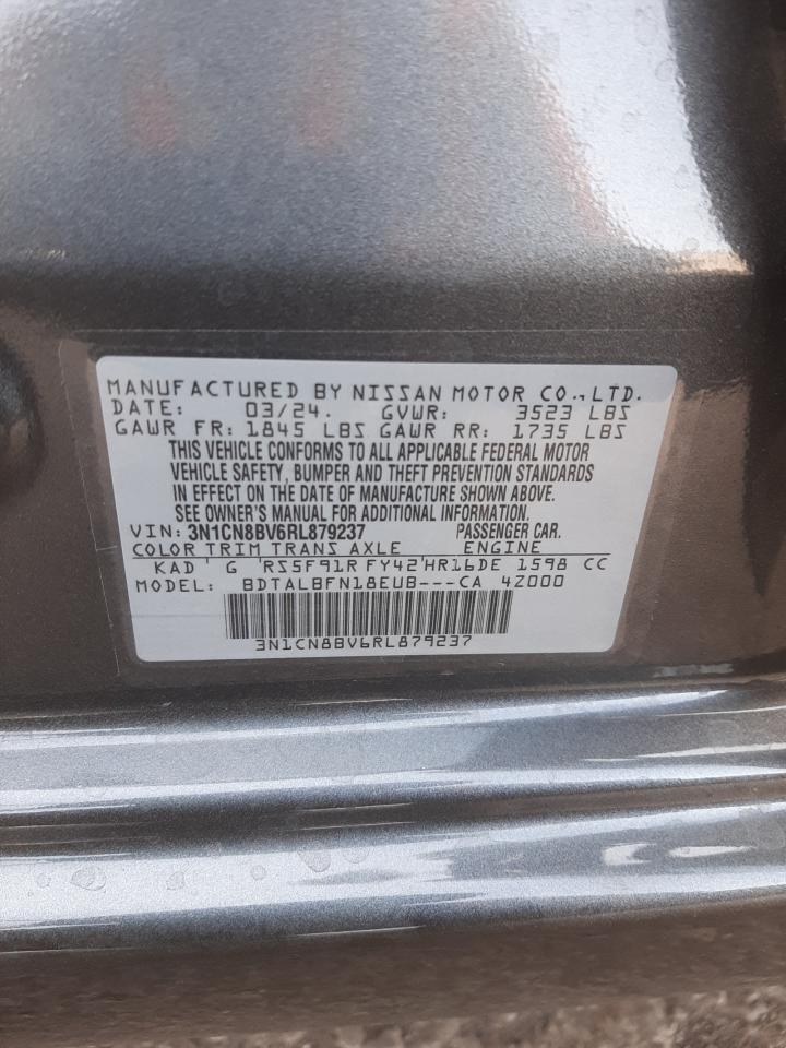 2024 NISSAN VERSA S VIN:3N1CN8BV6RL879237