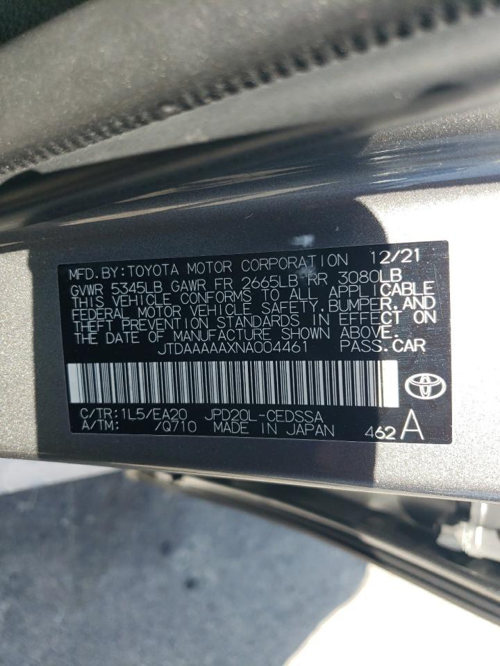 2022 TOYOTA MIRAI LE VIN:JTDAAAAAXNA004461