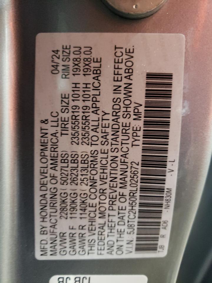 2024 ACURA RDX TECHNOLOGY VIN:5J8TC2H50RL025672