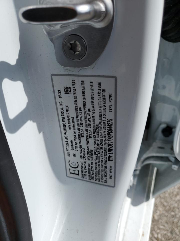 2023 TESLA MODEL 3  VIN:LRW3E1FA6PC944279
