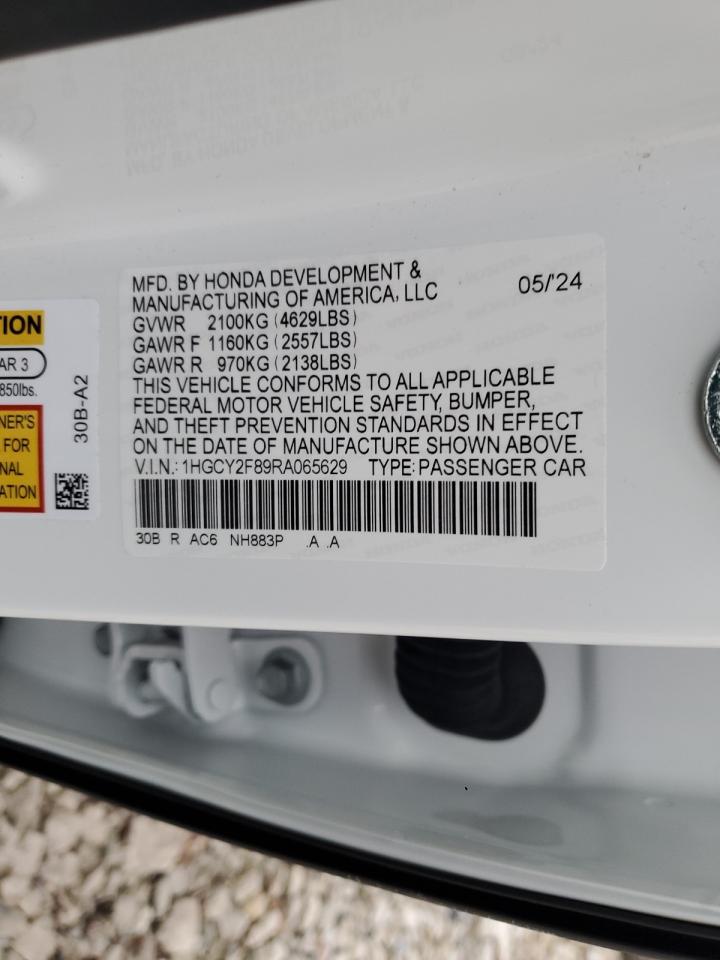 2024 HONDA ACCORD TOURING HYBRID VIN:1HGCY2F89RA065629