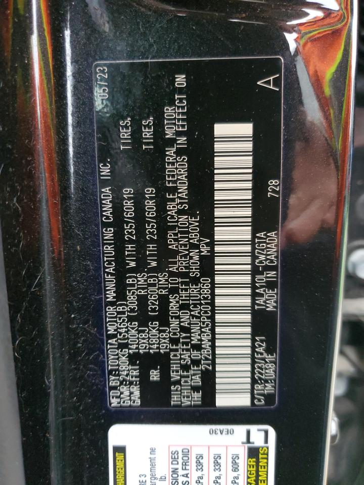 2023 LEXUS RX 350 BASE VIN:2T2BAMBA5PC013860