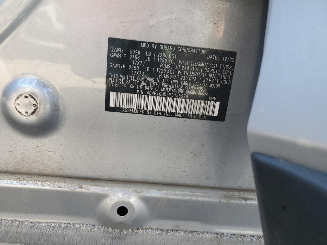 2023 SUBARU OUTBACK WILDERNESS VIN:4S4BTGUD5P3155279