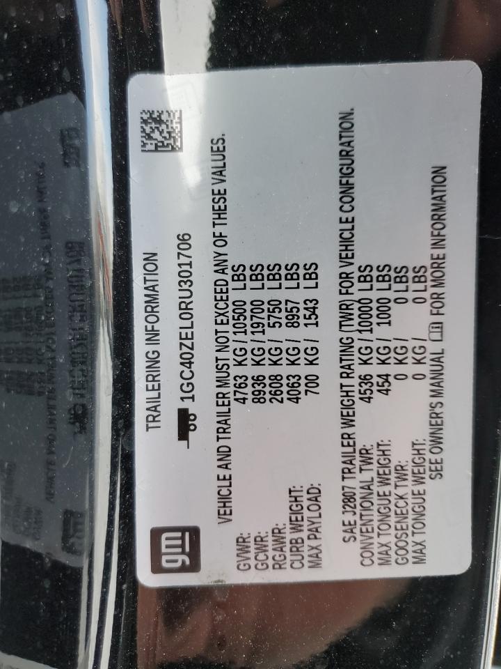 2024 CHEVROLET SILVERADO RST VIN:1GC40ZEL0RU301706