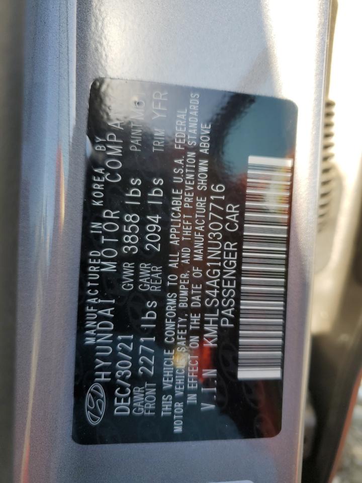 2022 HYUNDAI ELANTRA SEL VIN:KMHLS4AG1NU307716