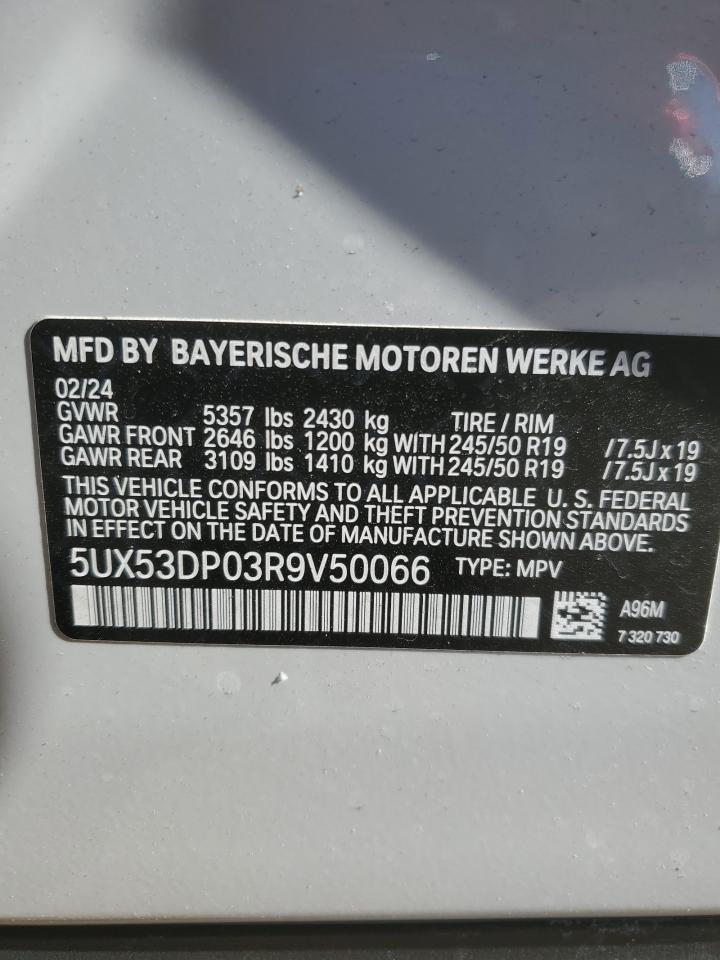 2024 BMW X3 XDRIVE30I VIN:5UX53DP03R9V50066
