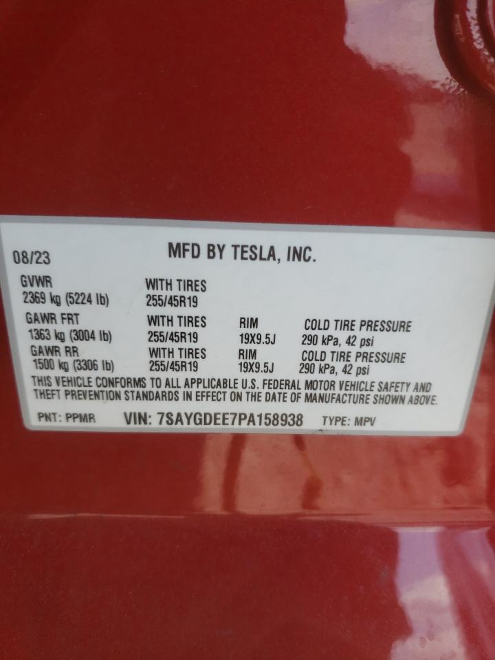 2023 TESLA MODEL Y  VIN:7SAYGDEE7PA158938