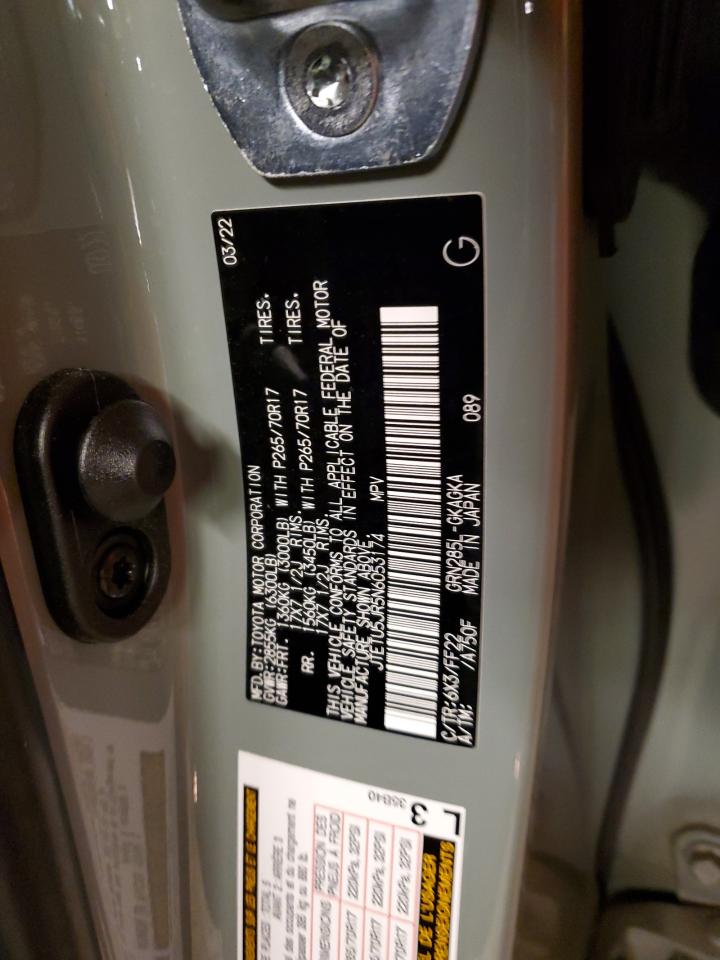 2022 TOYOTA 4RUNNER TRAIL VIN:JTETU5JR5N6053174