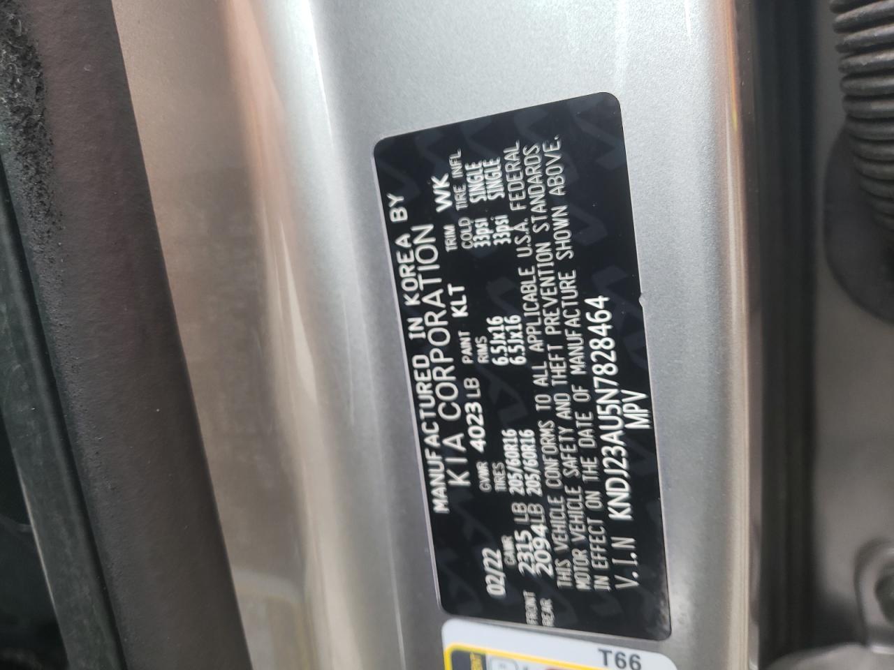 2022 KIA SOUL LX VIN:KNDJ23AU5N7828464