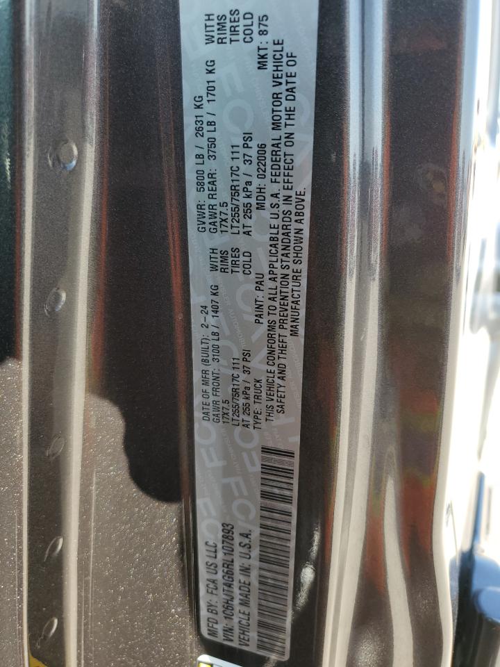 2024 JEEP GLADIATOR SPORT VIN:1C6HJTAG6RL107893