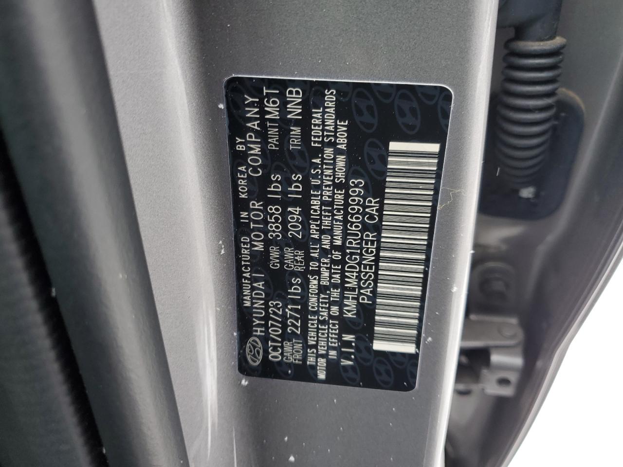 2024 HYUNDAI ELANTRA SEL VIN:KMHLM4DG1RU669993