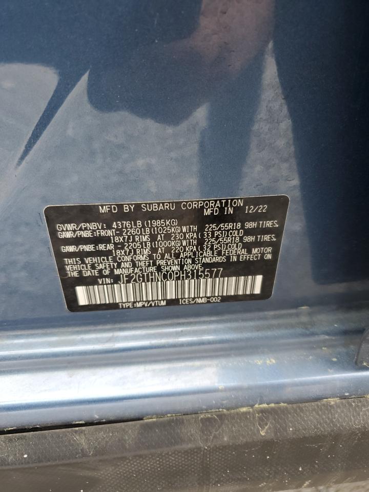 2023 SUBARU CROSSTREK LIMITED VIN:JF2GTHNC0PH315577