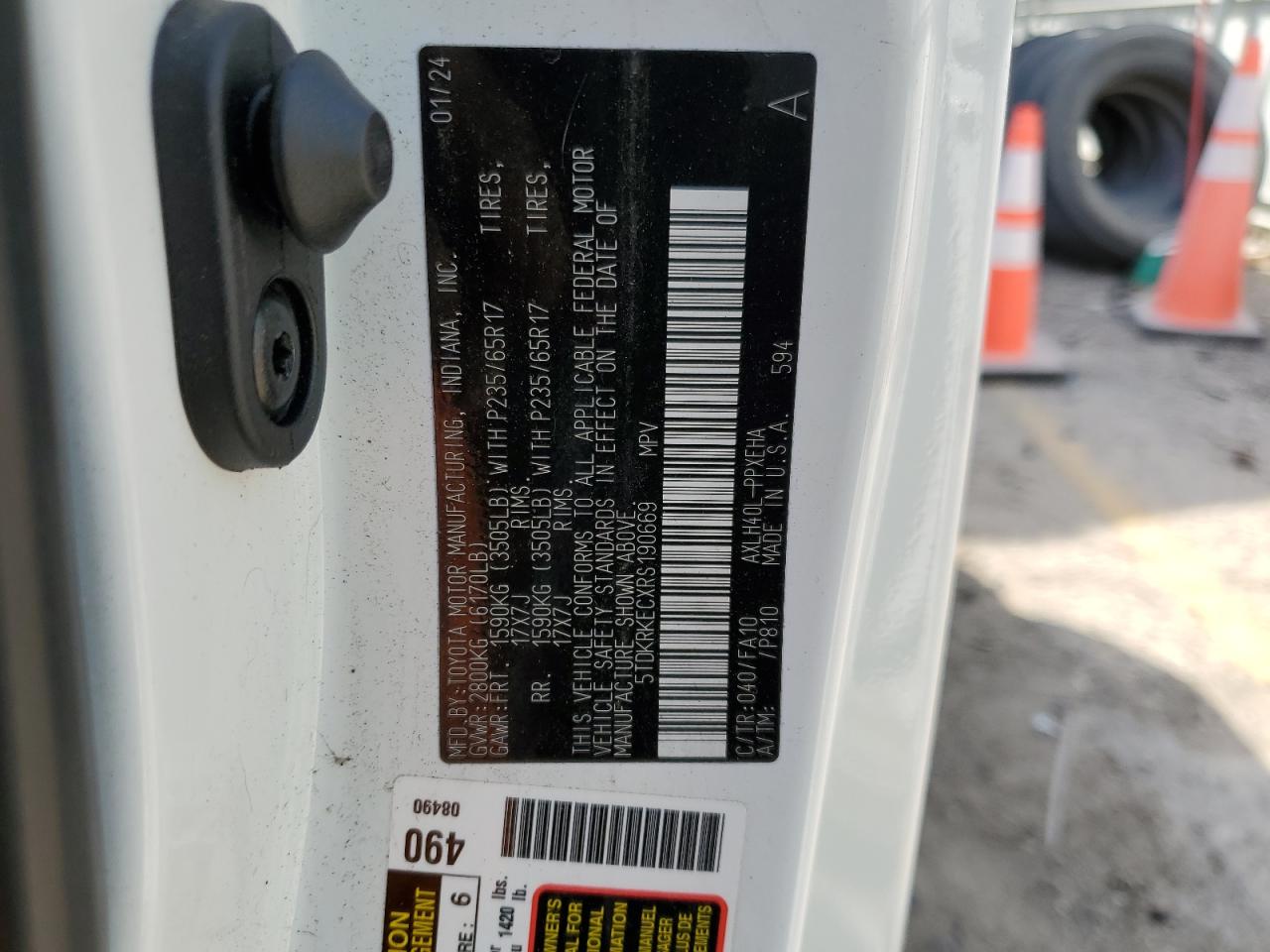 2024 TOYOTA SIENNA LE VIN:5TDKRKECXRS190669