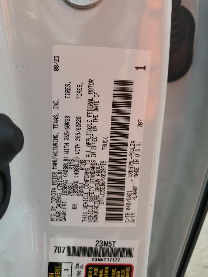 2023 TOYOTA TUNDRA CREWMAX LIMITED VIN:5TFJC5DB6PX039715