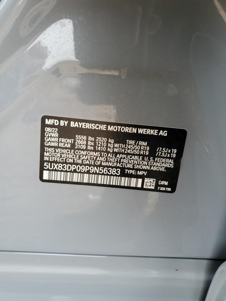 2023 BMW X3 M40I VIN:5UX83DP09P9N56383