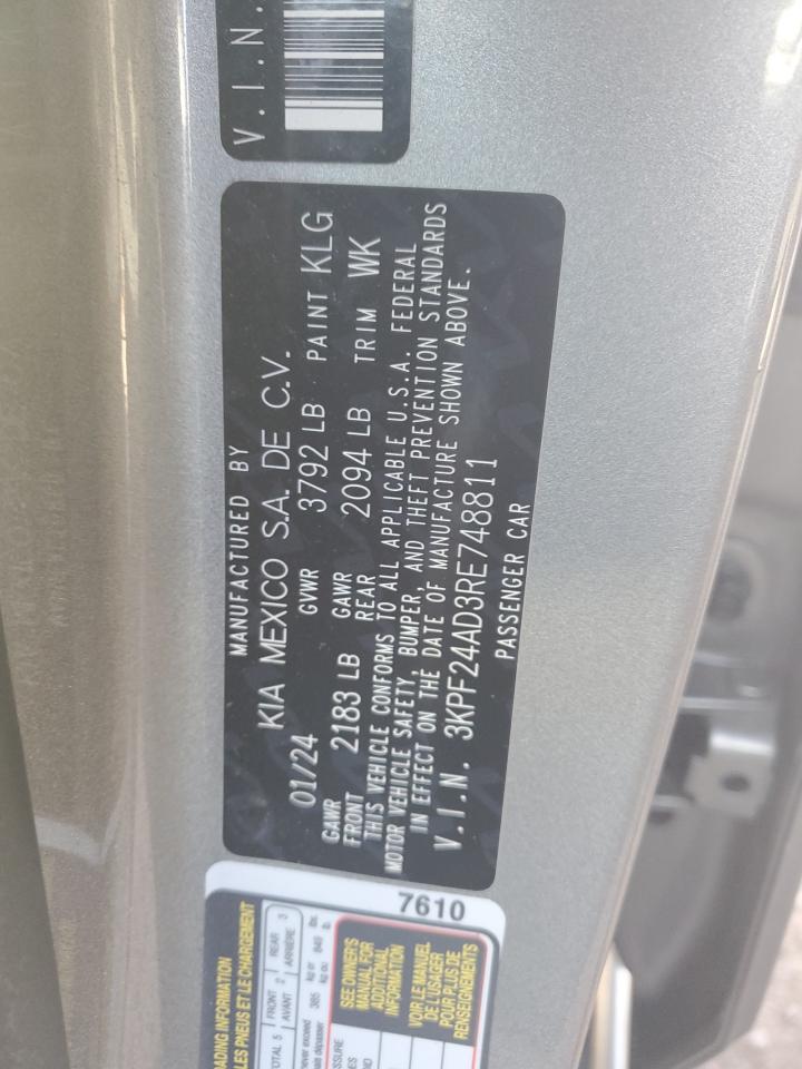 2024 KIA FORTE LX VIN:3KPF24AD3RE748811