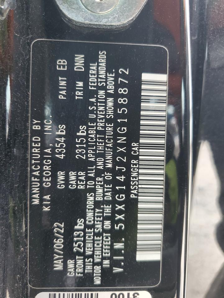 2022 KIA K5 LXS VIN:5XXG14J2XNG158872