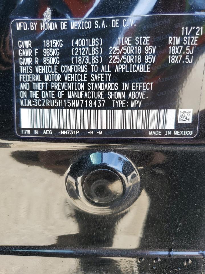 2022 HONDA HR-V SPORT VIN:3CZRU5H15NM718437